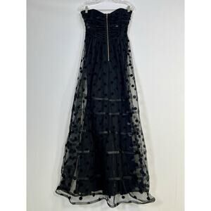 Vintage Betsey Johnson Black Mesh Strapless Dress Gown Sz 4 Whimsigoth
